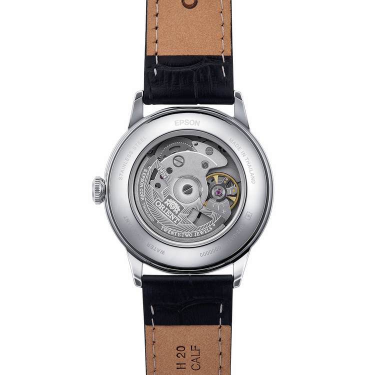 Orient Bambino automatic watch black dial 38mm leather strap, UK version