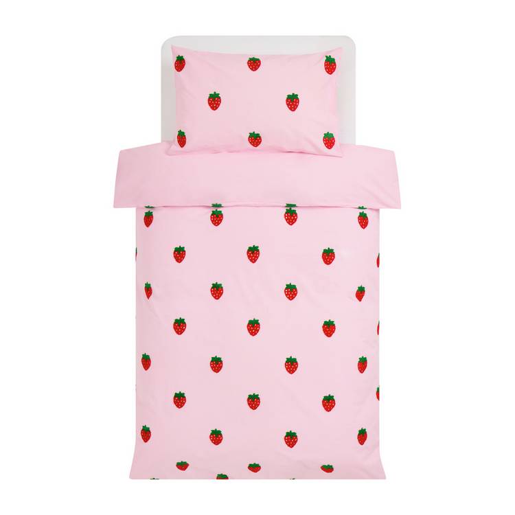 Argos Home kids strawberry pink tufted bedding set single, UK version