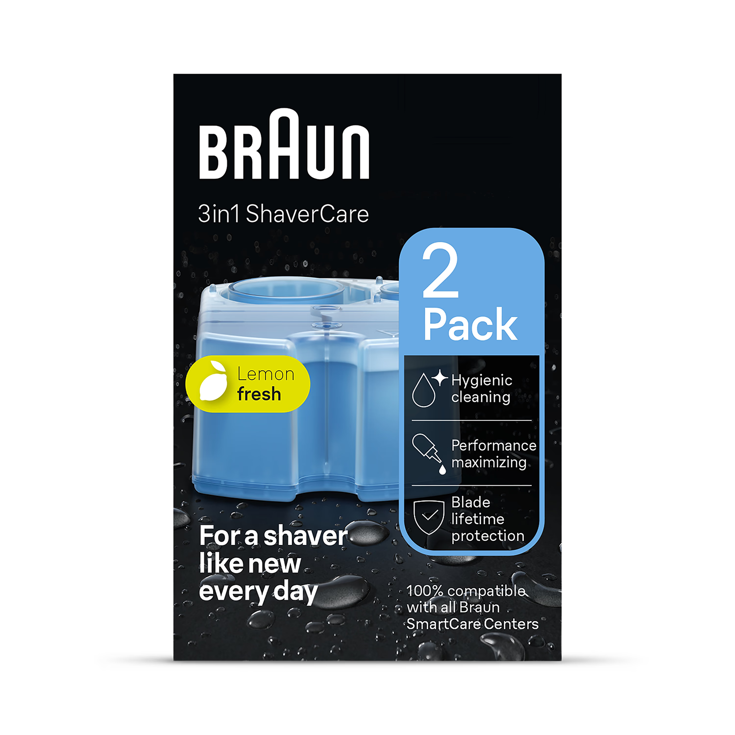 Braun 3in1 shaver care refill cartridges 2 pack, imported from the UK