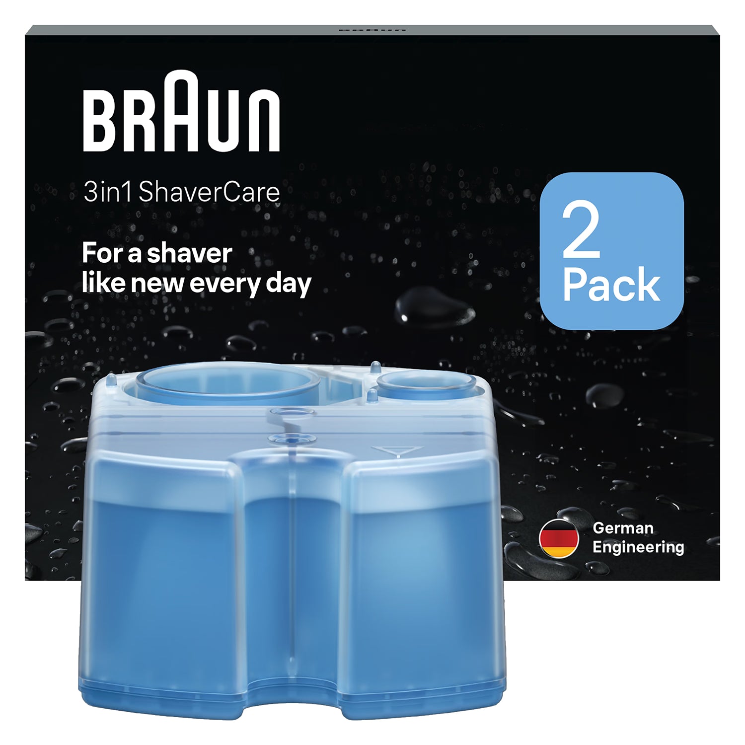 Braun 3in1 shaver care refill cartridges 2 pack, imported from the UK