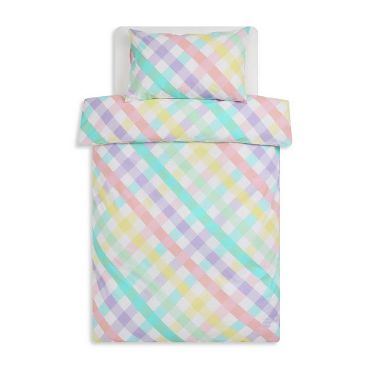 Argos Home gingham brights bedding set single (British brand)