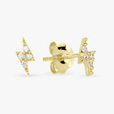 Revere gold lightning bolt stud earrings, imported from the UK