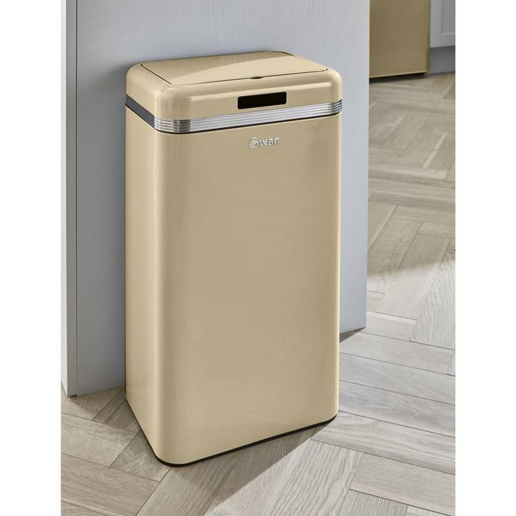 Swan retro sensor bin 45L cream, UK version