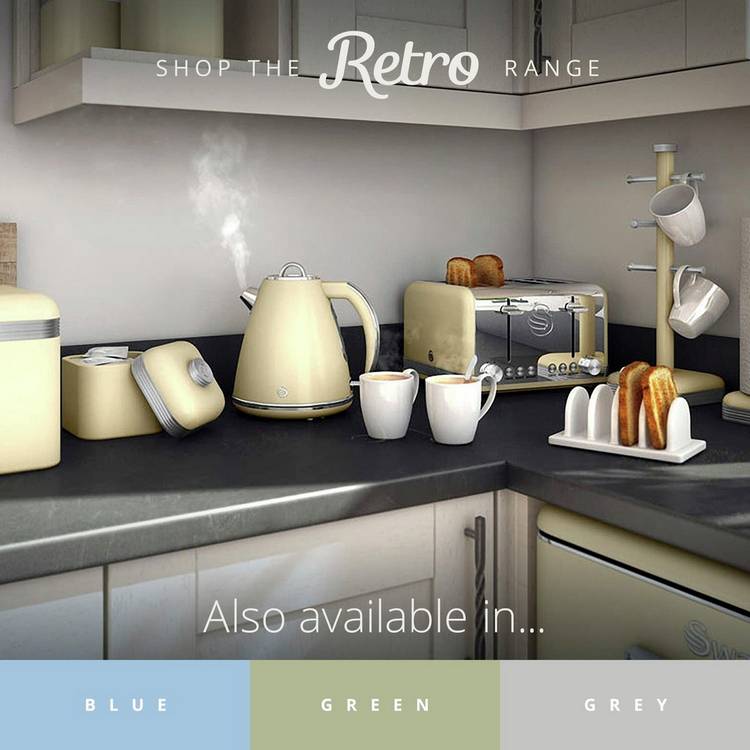 Swan retro sensor bin 45L cream, UK version