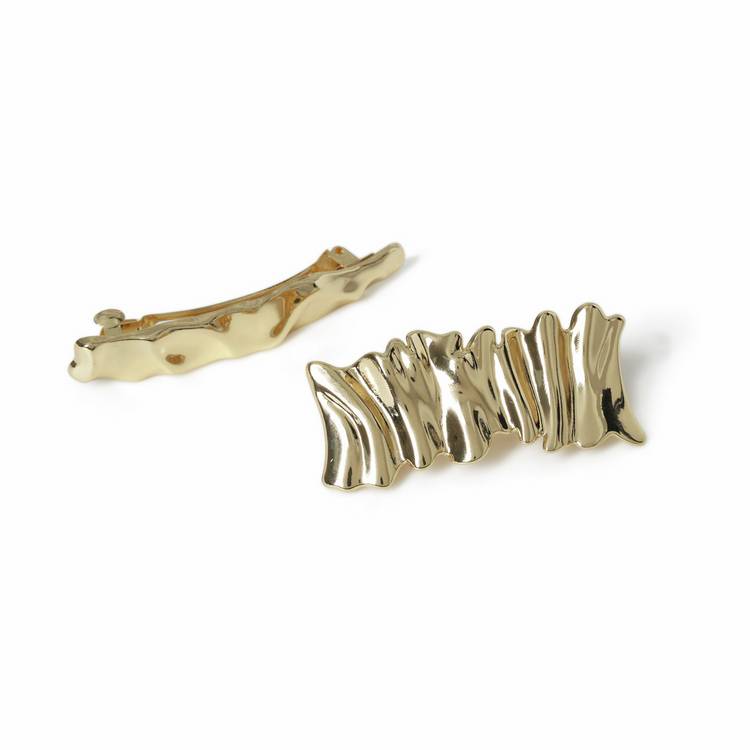 Freedom 2pk gold-tone metal hair slides (British brand)