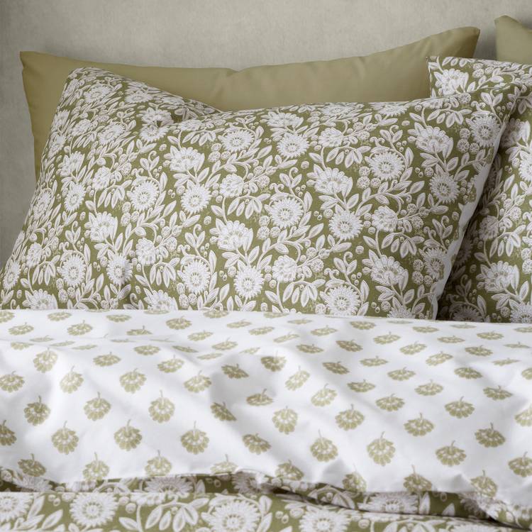 Pineapple Elephant double duvet set floral olive, UK version