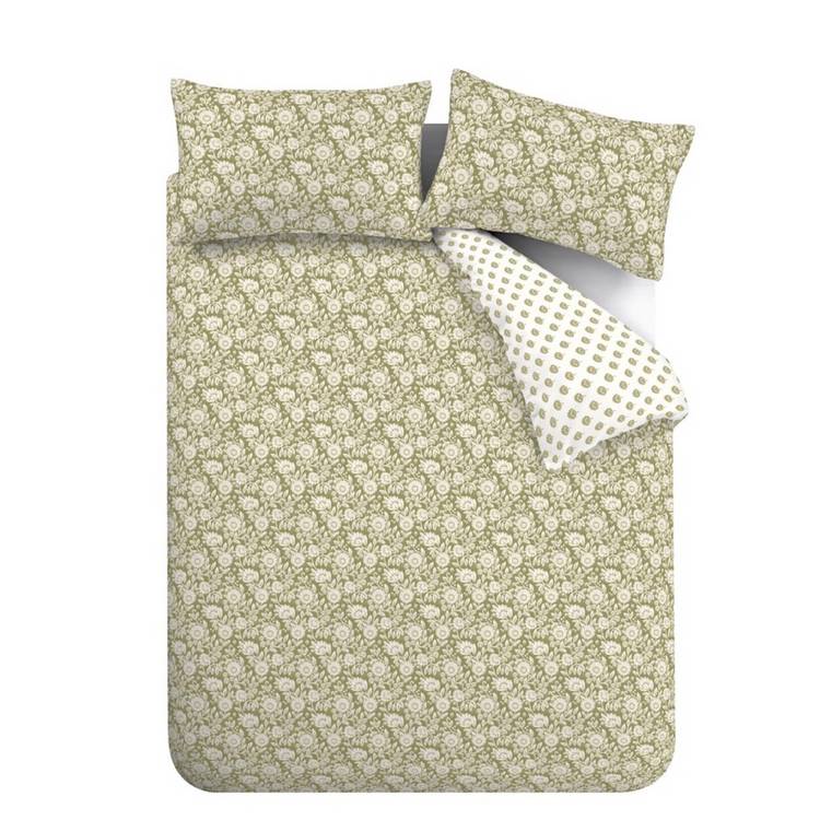 Pineapple Elephant double duvet set floral olive, UK version