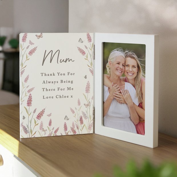 Wooden floral photo frame personalised 6x4cm (British brand)