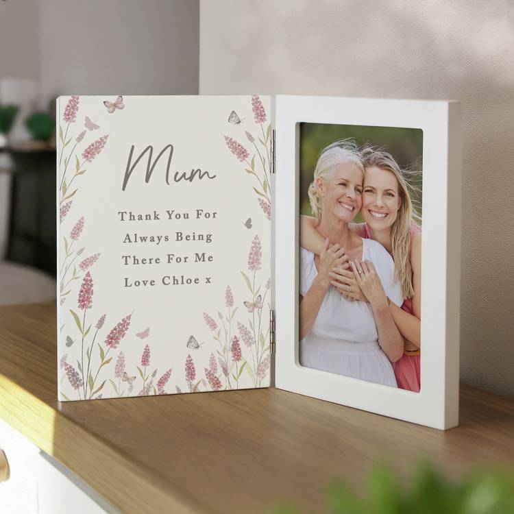Wooden floral photo frame personalised 6x4cm (British brand)