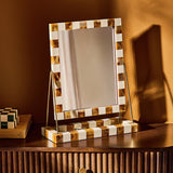 Habitat checkered brown and cream resin mirror 41x33cm - British product