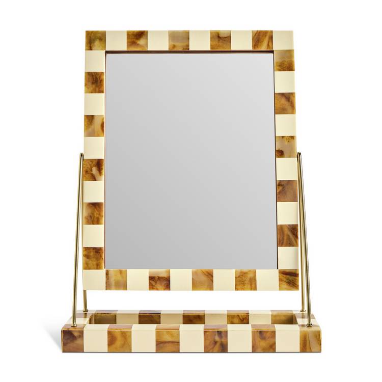 Habitat checkered brown and cream resin mirror 41x33cm - British product