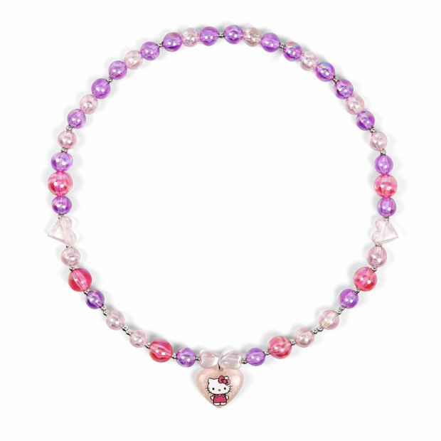 Hello Kitty kids heart charm beaded elastic necklace 38cm, UK version