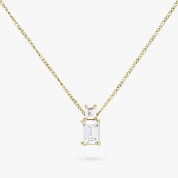 Revere gold plated silver pendant necklace with two cubic zirconia stones (British brand)