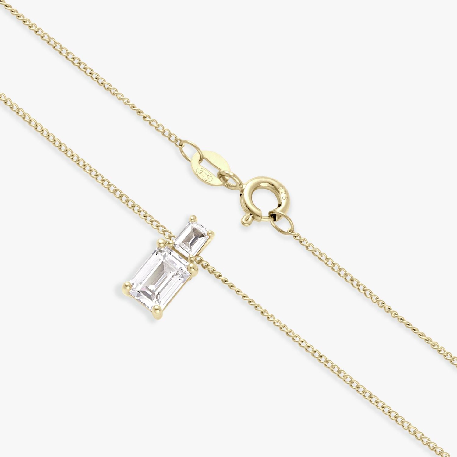 Revere gold plated silver pendant necklace with two cubic zirconia stones (British brand)