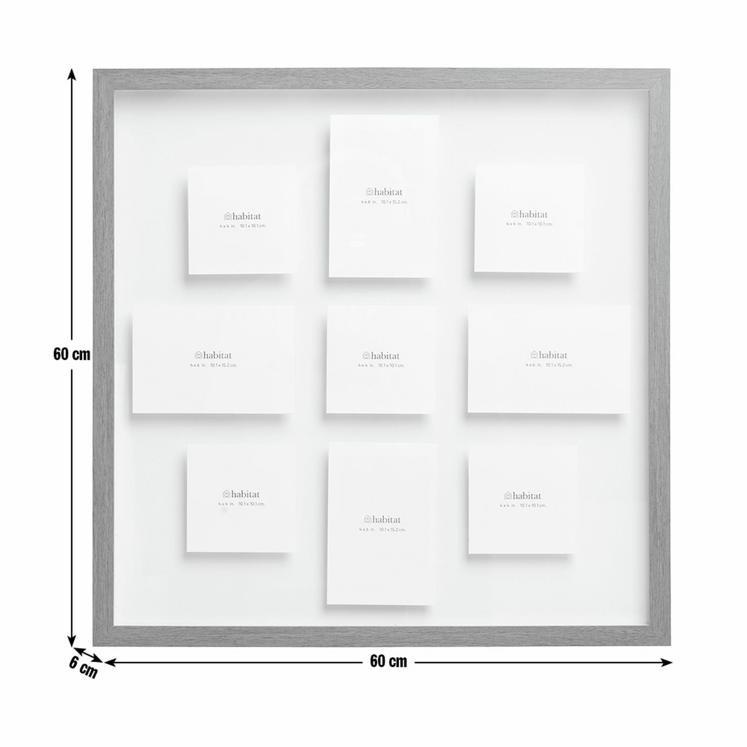 Habitat floating multi photo glass picture frame 60cm - British product