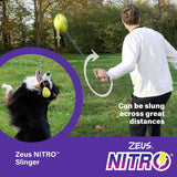 Zeus Nitro weighted slinger dog toy with rope, yellow (British brand)