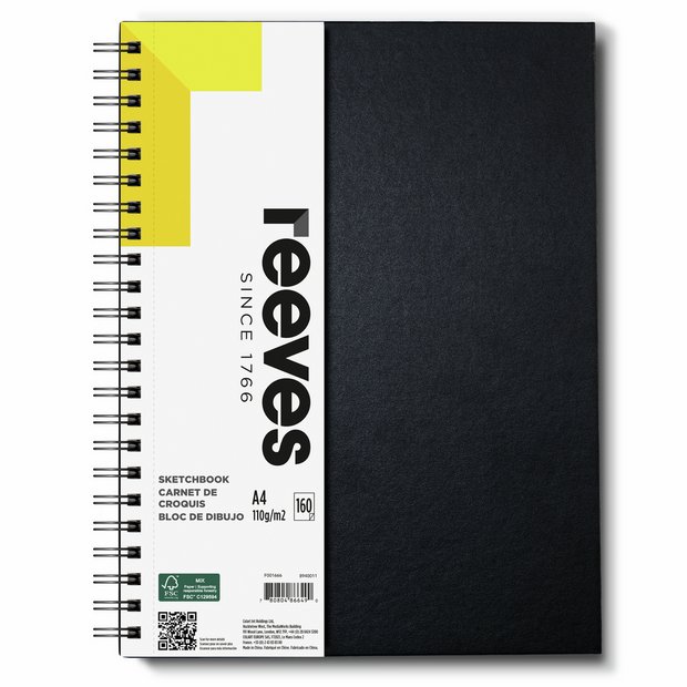 Reeves hardback spiral bound A4 sketchbook (British brand)