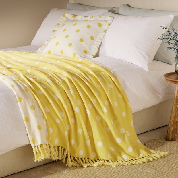Argos Home polka dot throw yellow 150x125cm - British product