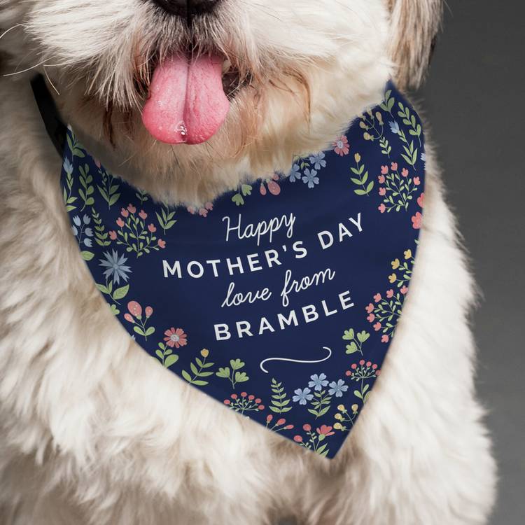 Personalised floral bandana for small to medium dogs, imported from the UK