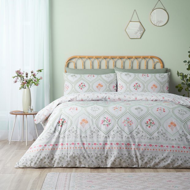 Catherine Lansfield cameo floral green bedding set single, UK version