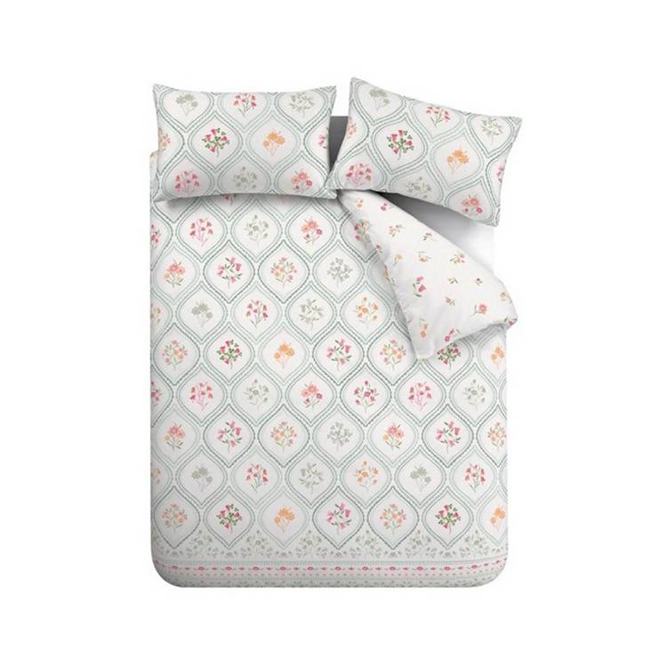 Catherine Lansfield cameo floral green bedding set single, UK version