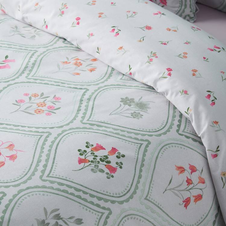 Catherine Lansfield cameo floral green bedding set single, UK version