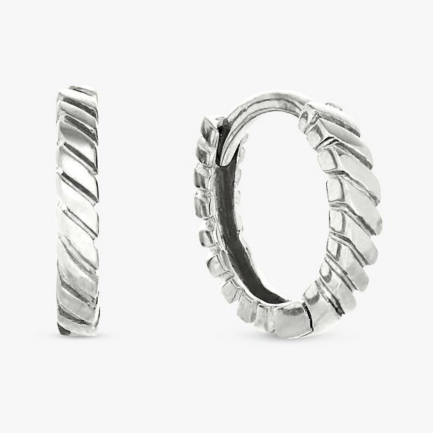 Revere sterling silver twist huggie earrings, British brand