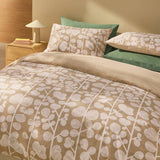 Habitat cotton bedding set single beige stem leaf (British brand)