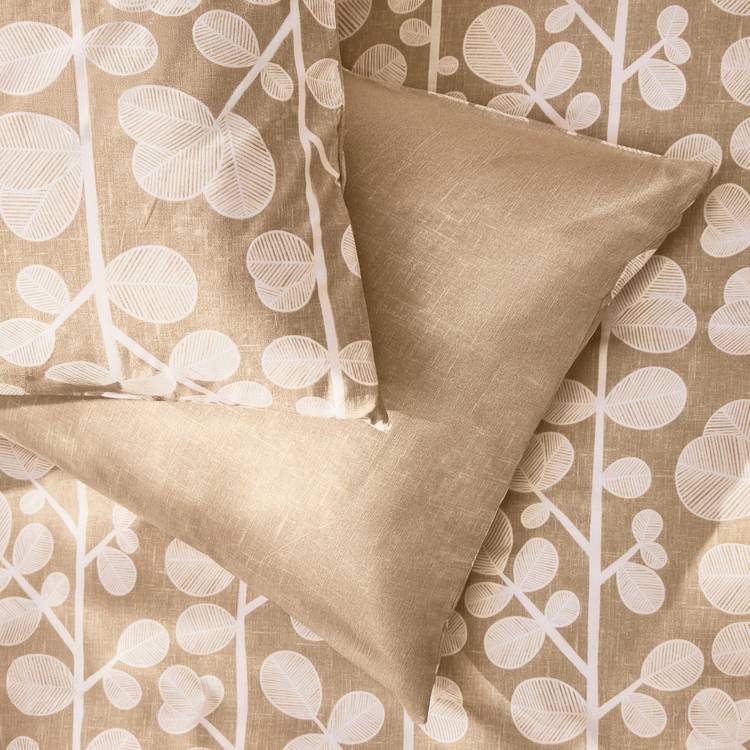 Habitat cotton bedding set single beige stem leaf (British brand)