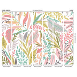 Origin Murals patterned leaves wall mural olive blush, UK version