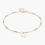 Revere 9ct gold plated starfish anklet 25.5cm (British brand)