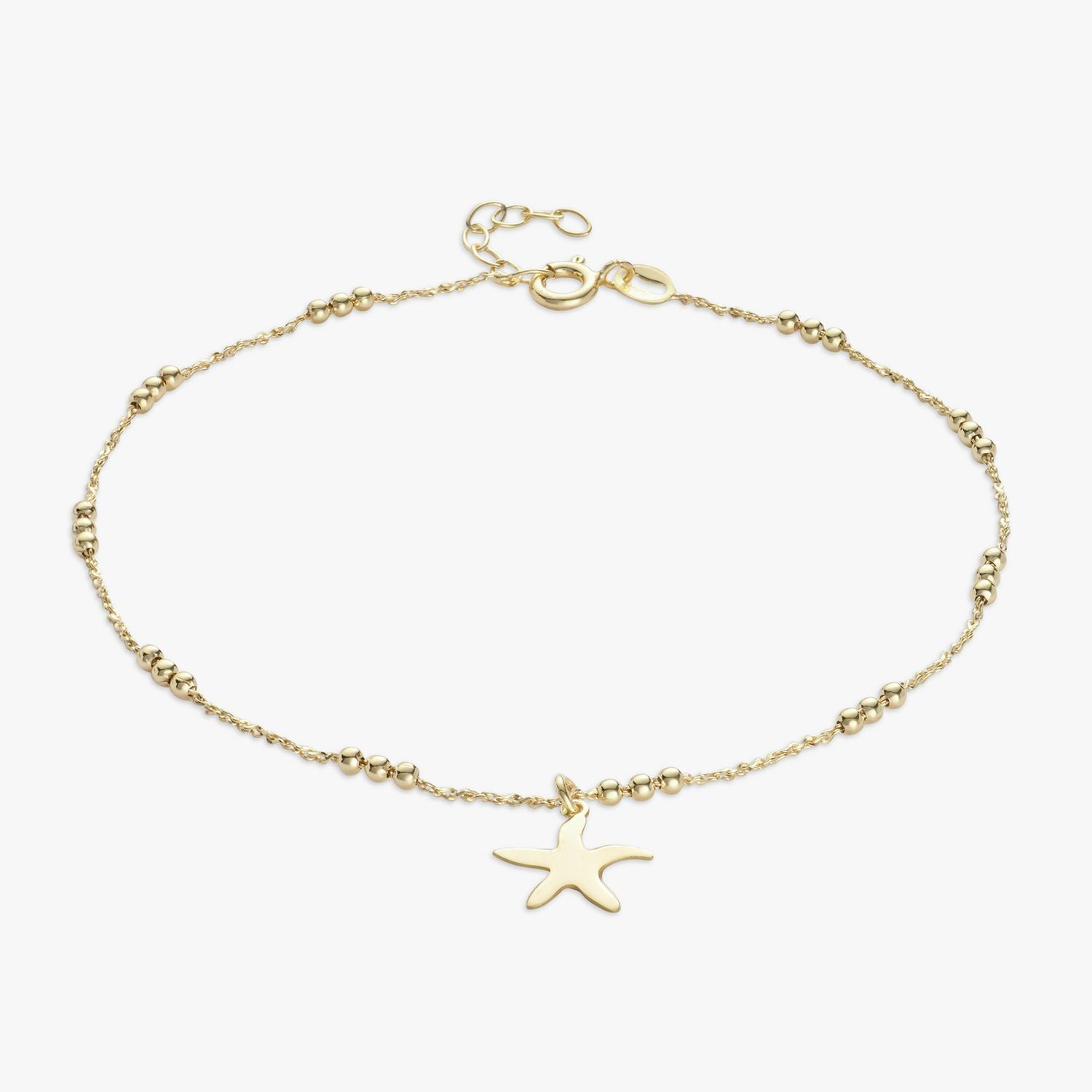 Revere 9ct gold plated starfish anklet 25.5cm (British brand)