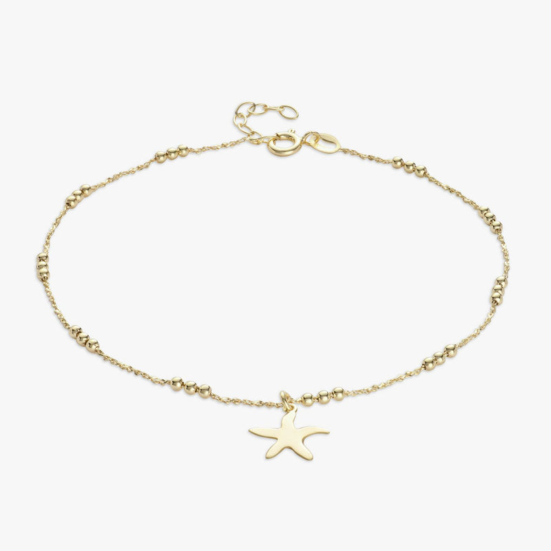 Revere 9ct gold plated starfish anklet 25.5cm (British brand)