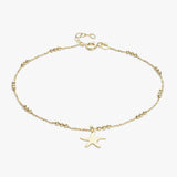 Revere 9ct gold plated starfish anklet 25.5cm (British brand)