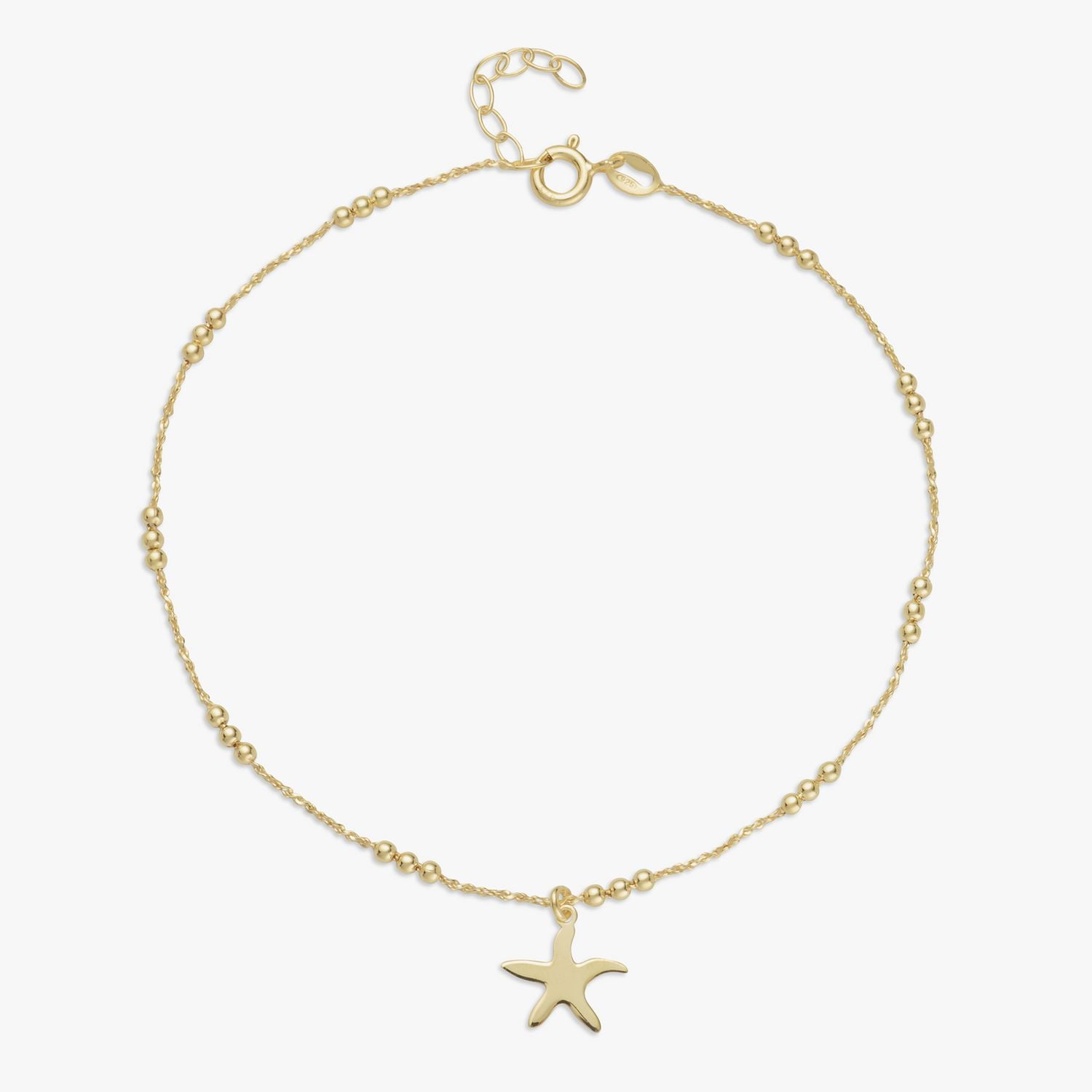 Revere 9ct gold plated starfish anklet 25.5cm (British brand)