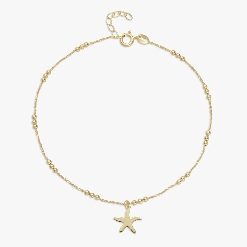Revere 9ct gold plated starfish anklet 25.5cm (British brand)