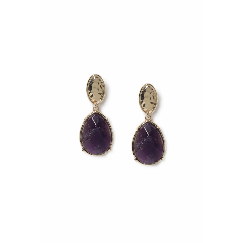 Freedom purple stone gold tone drop earrings - British product