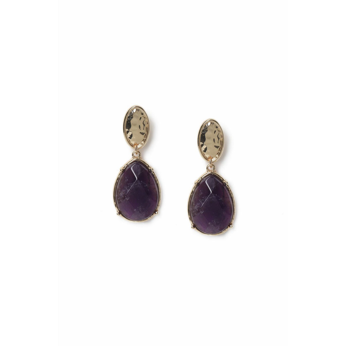 Freedom purple stone gold tone drop earrings - British product