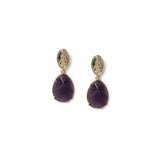 Freedom purple stone gold tone drop earrings - British product