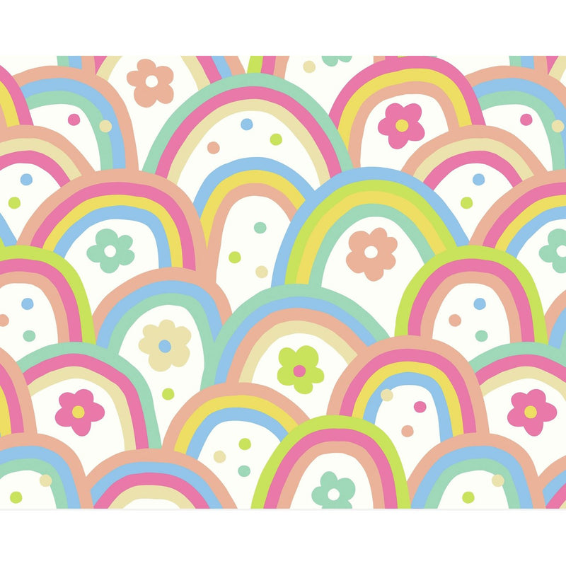 Origin Murals rainbow wobble coral pink wall mural - British product