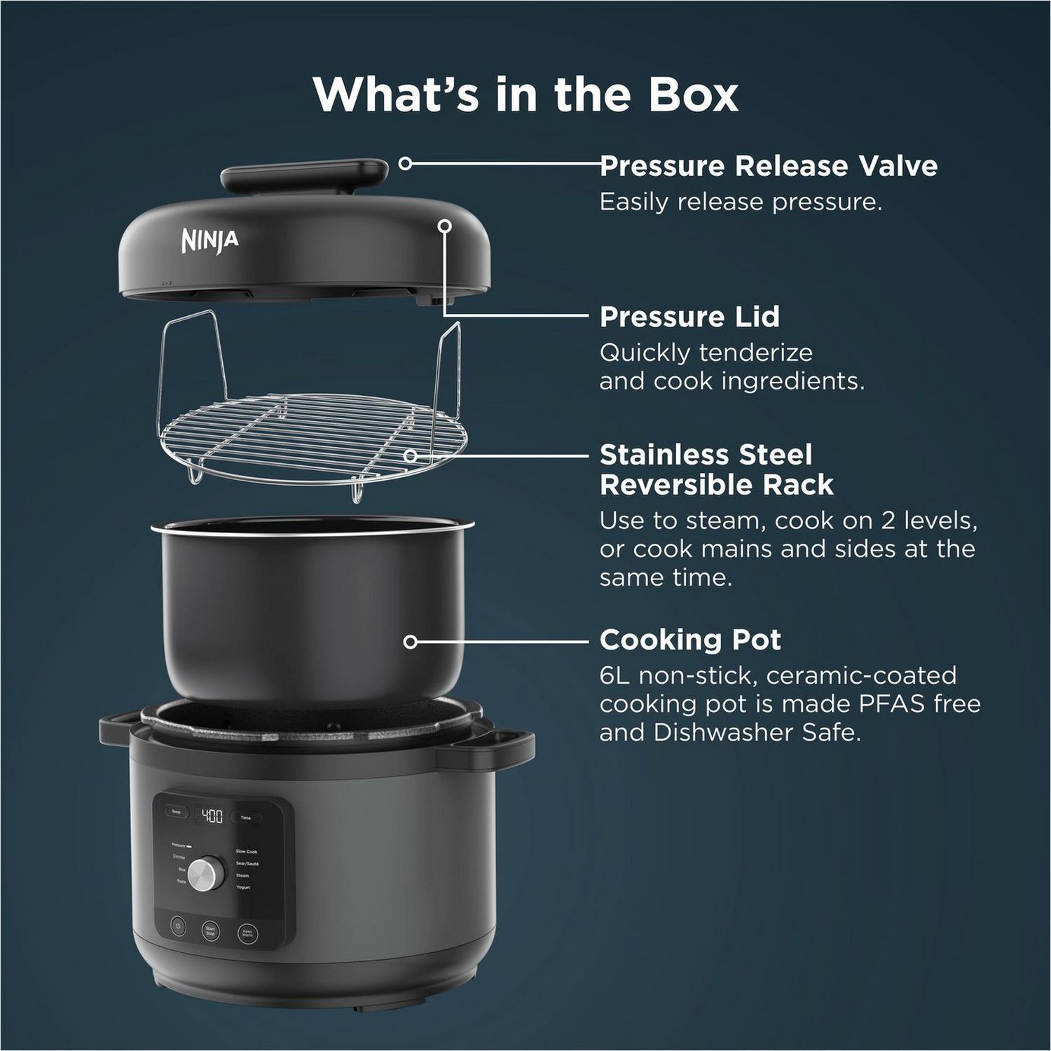 Ninja HyperHeat 9-in-1 pressure cooker 6L black, UK version
