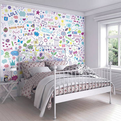 Argos Origin Murals Social Doodle Text Purple Wall Mural Roll 50cm x 19.6m- Buy online at McGrocer