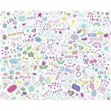 Origin Murals social doodle text purple wall mural (British brand)
