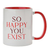 Widdop stoneware message mug with red handle 312ml (British brand)