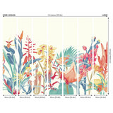 Origin Murals tropical foliage wall mural petrol and coral, imported from the UK