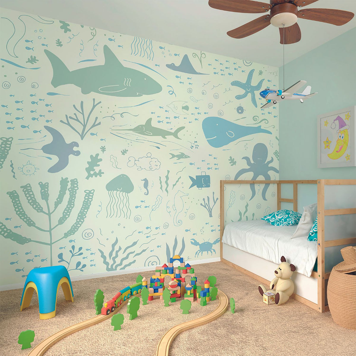 Origin Murals underwater adventure seafoam wall mural - British product