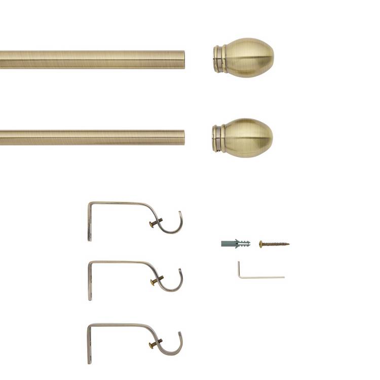 Argos Home extendable brass pommel curtain pole 120-210cm - British product