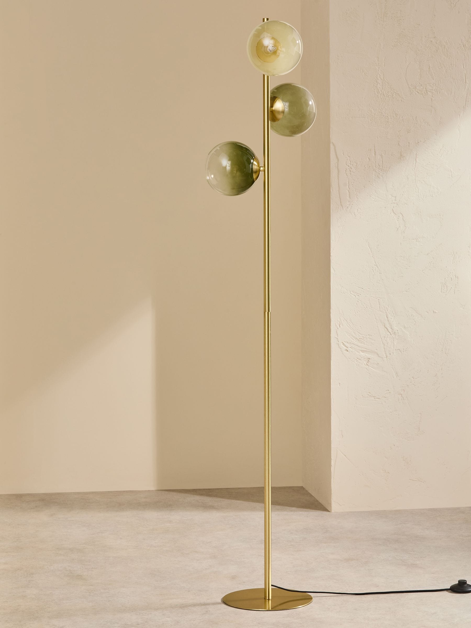 MADE.COM brass green ombre globe floor lamp, UK version
