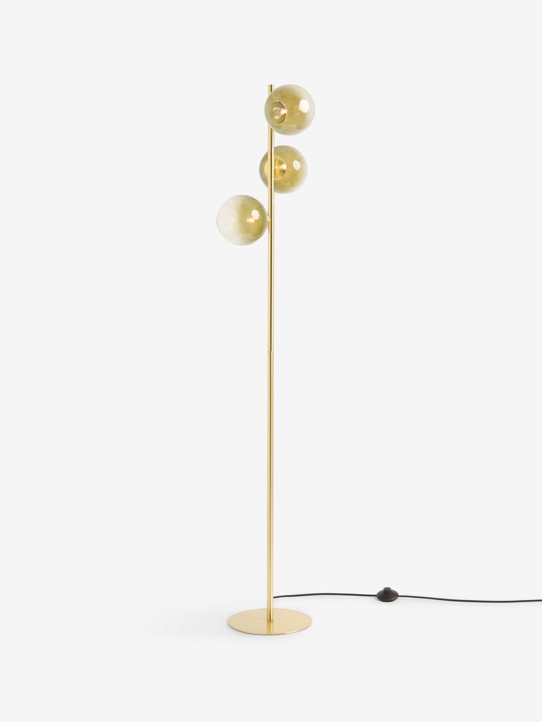 MADE.COM brass green ombre globe floor lamp, UK version