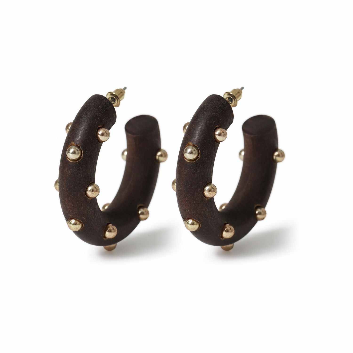 Freedom studded hoop earrings brown 30mm, UK version